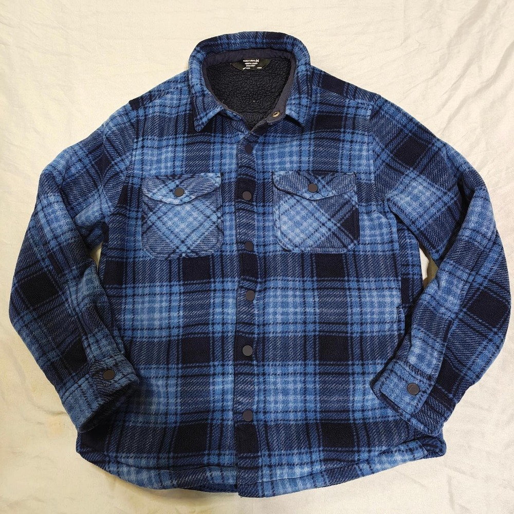Member's Mark Mens Blue Plaid Sherpa Lined Shacket Fleece Jacket Size L 10/12